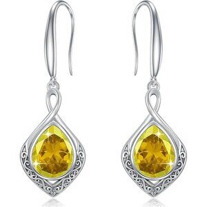 03-November Birthstone Celtic Knot Filigree 925 Silver Infinity Earrings